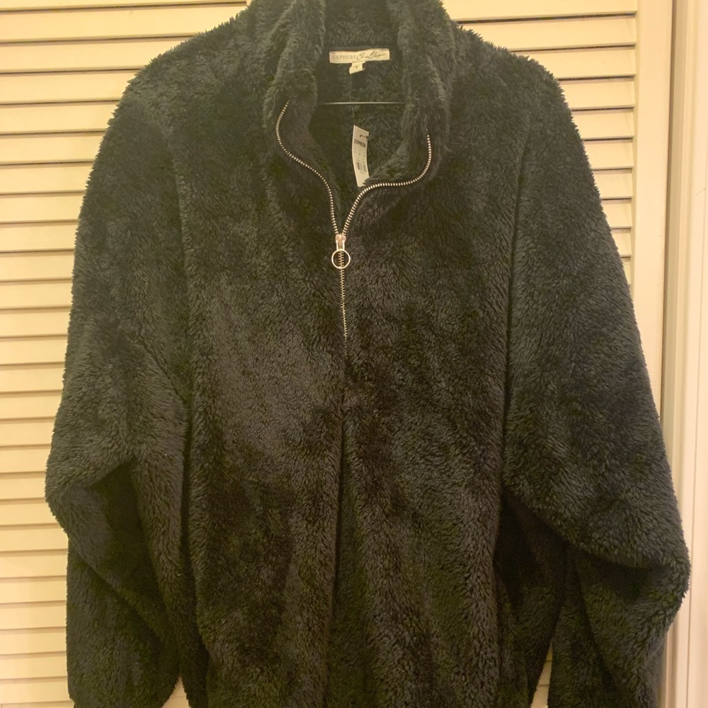 Express black sweatshirt zip up brand new with tags large